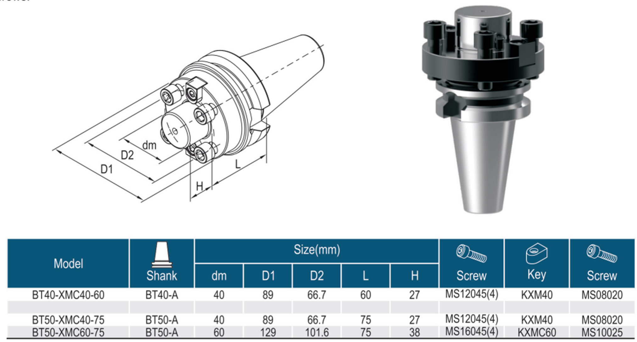 face milling cutter holder