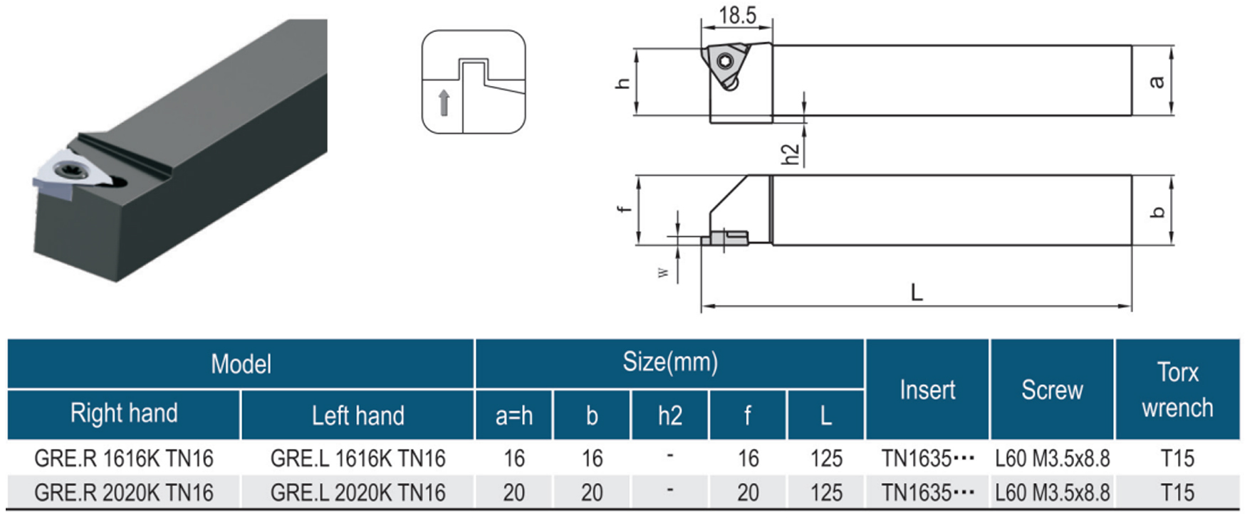 gre external grooving toolholders